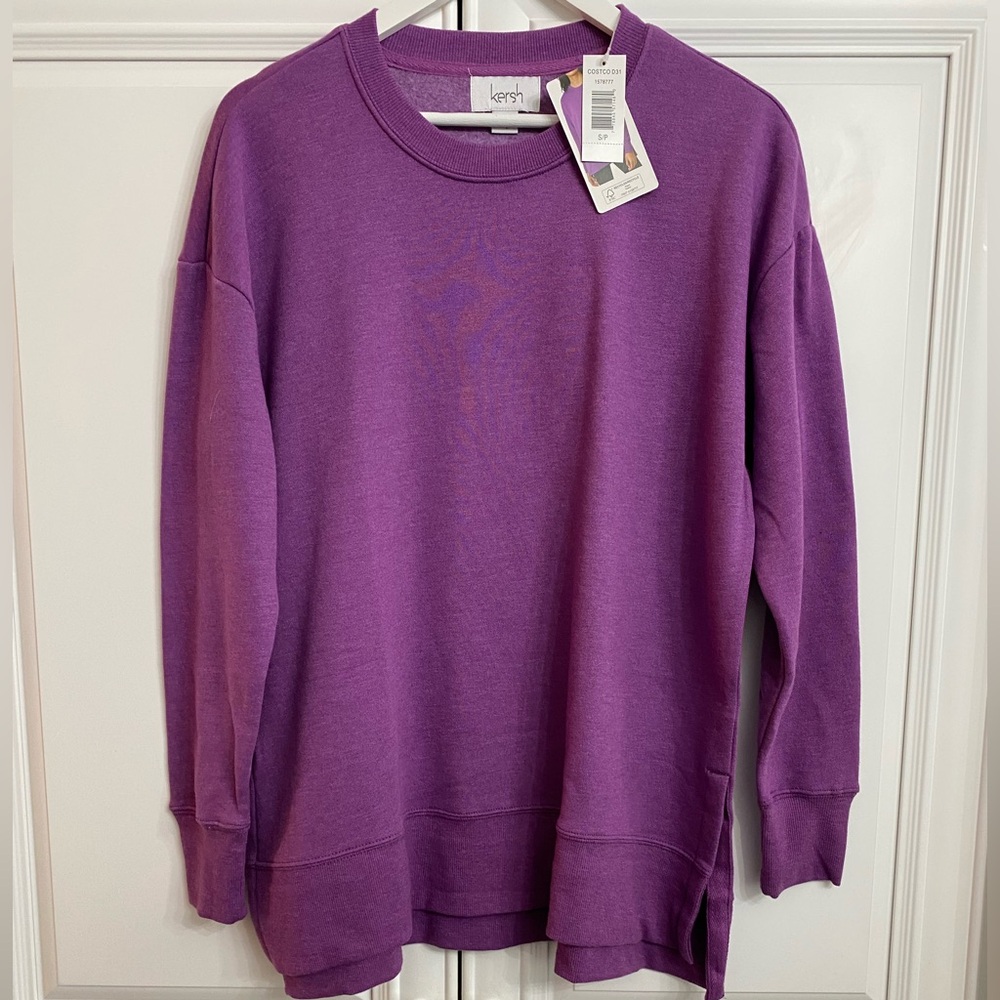 NWT Kersh Women's Size Small Purple Long Sleeve Sweatshirt Top Athleisure Shirt